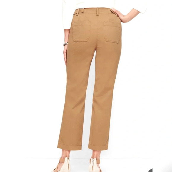 Talbots Patch Pocket Crop Chinos Khaki Tan Straight leg Womens size 14 Neutral - Picture 2 of 14